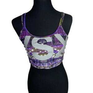 Victoria's Secret Sport VSX Bra With Crisscross Back & Reflective City Print Siz
